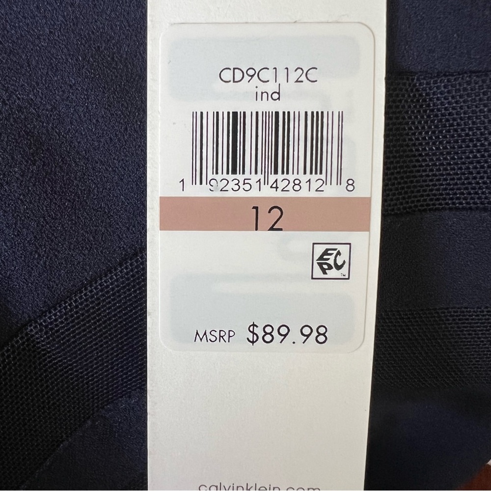 NEW Calvin Klein Illusion-Trim Fit & Flare A-Line Dress Navy Sleeveless Size 12 - Picture 10 of 10